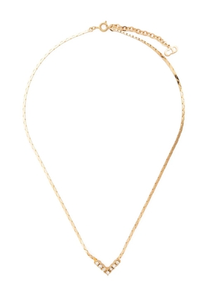 Christian Dior Pre-Owned 1990s rhinestone-embellished V-detail necklace - Gold