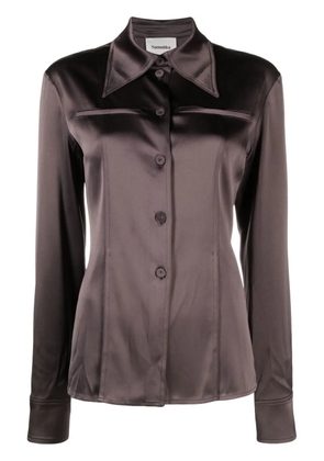 Nanushka oversized-collar fitted shirt - Brown