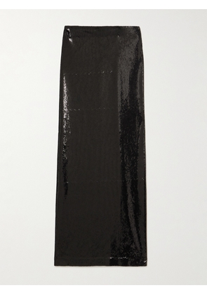 TOTEME - Sequined Satin Maxi Skirt - Black - x small,small,medium,large,x large