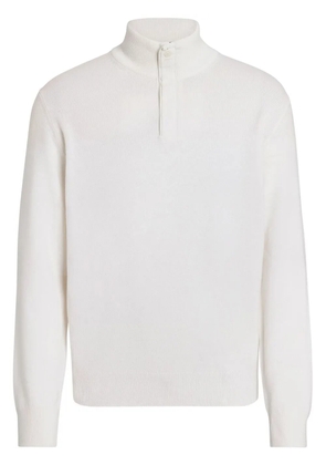 Zegna half-zip fastening knit jumper - White
