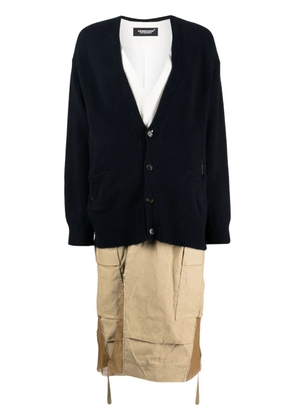 Undercover colour-block layered maxi coat - Blue