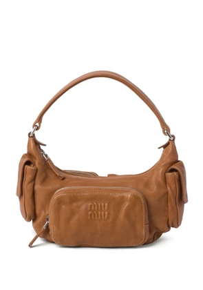 Miu Miu Pocket leather shoulder bag - Brown
