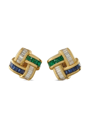 Charles Krypell Charles Krypell 18K yellow gold 2.56ct diamond, emerald, and sapphire earrings