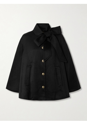 Zimmermann - Hypnotic Bow-detailed Wool-blend Felt Coat - Black - S/M,M/L