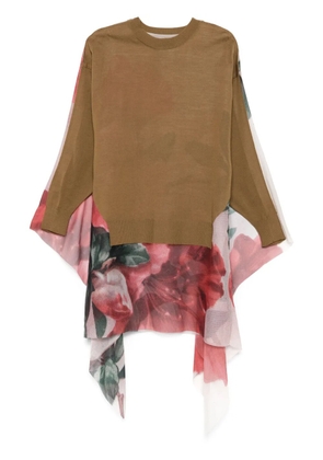 Undercover georgette panel sweater - Brown