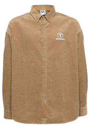 AAPE BY *A BATHING APE® logo-patch corduroy shirt - Brown
