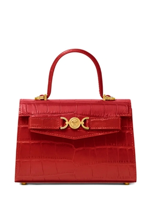 Versace small crocodile-embossed top-handle bag - Red