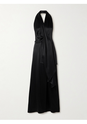 Heirlome - Karla Paneled Wool And Silk-blend Faille Halterneck Maxi Dress - Black - US0,US2,US4,US6,US8,US10