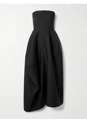 Heirlome - Barbara Strapless Asymmetric Gathered Draped Silk Maxi Dress - Black - US0,US2,US4,US6,US8