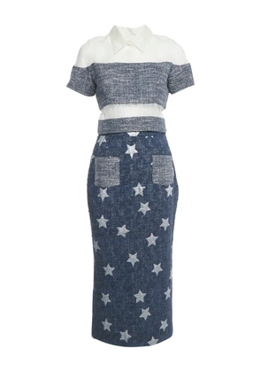 Marina Qureshi tweed star skirt set - Blue