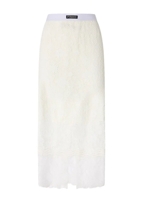 PINKO logo-label lace-overlay skirt - Neutrals