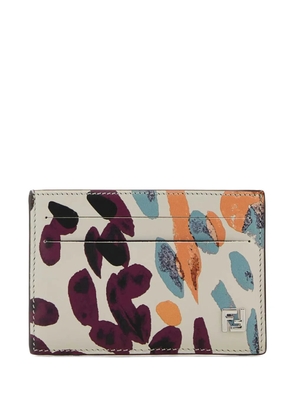 FENDI Slim printed-leather card holder - Neutrals
