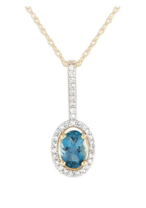LB Exclusive 14kt yellow gold diamond and blue topaz pendant necklace