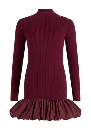 Patou ribbed button-detailed mini dress - Red