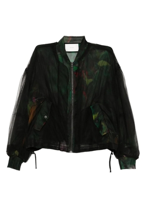 Quetsche floral-print tulle bomber jacket - Black