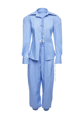 Ana Radu lace-up pinstripe jumpsuit - Blue