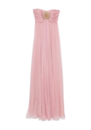 M.Marquise Ines floral-appliqué maxi dress - Pink