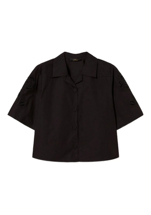 TWINSET floral-embroidered short-sleeve shirt - Black
