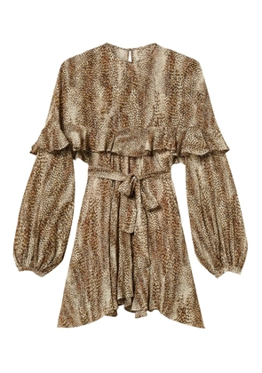 TWINSET ruffle-detail animal-print dress - Brown