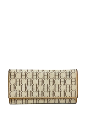 Carolina Herrera Vintage monogram coated canvas trifold wallet - Neutrals