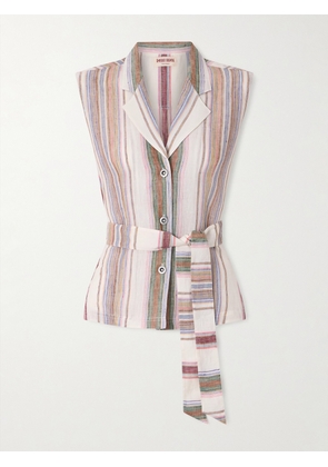 Emporio Sirenuse - Denia Belted Striped Linen Vest - Multi - IT36,IT38,IT40,IT42,IT44,IT46,IT48