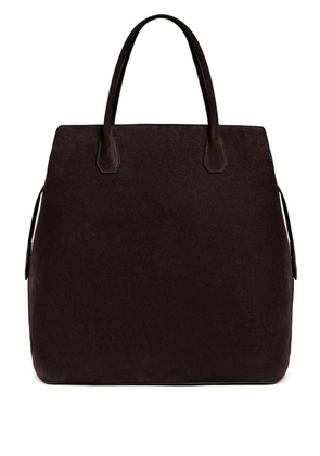 12 STOREEZ zip-top suede tote bag - Brown