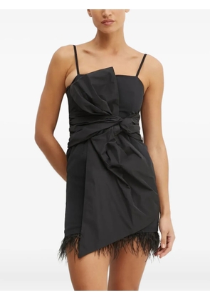 Silvian Heach bow-detail feather-trimmed mini dress - Black