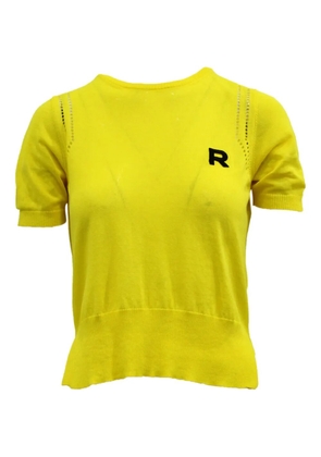 Rochas Vintage knitted logo-patch top - Yellow