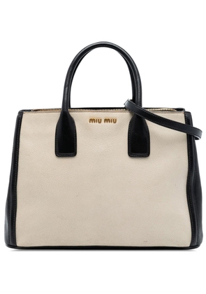 Miu Miu Pre-Owned 2010 Bicolor Madras Goatskin satchel - White