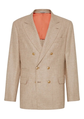 Brunello Cucinelli double-breasted houndstooth blazer - Neutrals