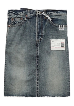 Maison MIHARA YASUHIRO frayed denim midi straight skirt - Blue