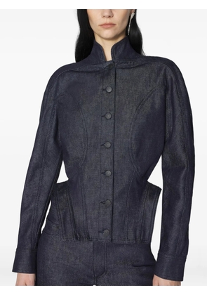 Mugler button-fastening sculptural cinched jacket - Blue