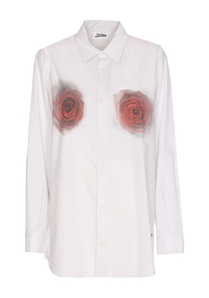Jean Paul Gaultier rose-print button-down shirt - White