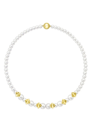 TASAKI 18K yellow gold M/G Tasaki Square Leaf freshwater pearl necklace - White
