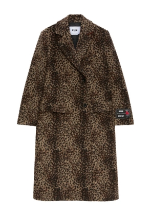 MSGM leopard-print double-breasted coat - Brown