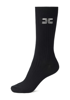 Elisabetta Franchi ribbed-knit logo-embroidery socks - Black
