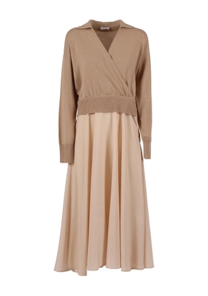Peserico V-neck midi dress - Neutrals