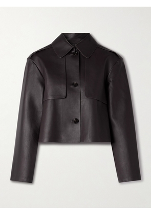 Theory - Cropped Leather Jacket - Brown - x small,small,medium,large,x large