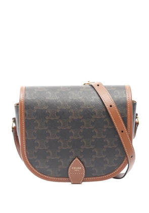 Celine Pre-Owned 2021-2025 Medium Triomphe Coated Canvas Folco crossbody bag - Black