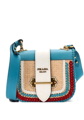 Prada Pre-Owned Prada Cahier Rounded Leather and Straw Small crossbody bag - Blue