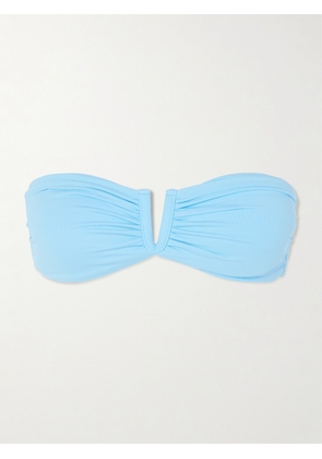 Melissa Odabash - Alba Ruched Ribbed Bandeau Bikini Top - Blue - UK 6,UK 8,UK 10,UK 12,UK 14,UK 16
