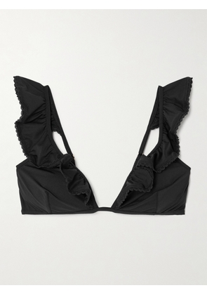 Melissa Odabash - Pompano Ruffled Scalloped Bikini Top - Black - UK 6,UK 8,UK 10,UK 12,UK 14,UK 16