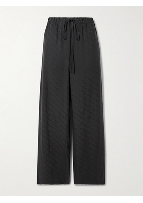 Gucci - Piped Satin-trimmed Silk-jacquard Straight-leg Pants - Black - IT38,IT40,IT42,IT44