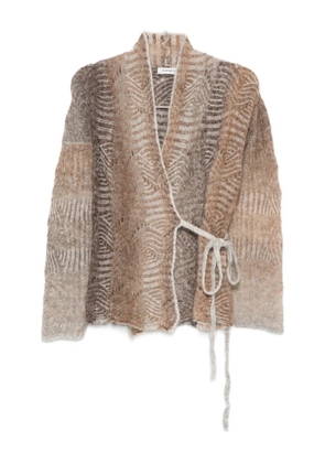 Kangra tie-waist patterned cardigan - Brown