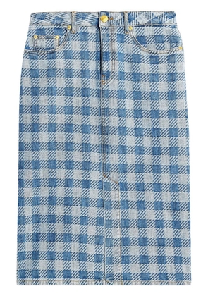 AMI Paris gingham denim pencil skirt - Blue