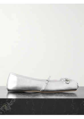Gucci - Horsebit Ballerina Metallic-leather Flats - Silver - IT36,IT36.5,IT37,IT37.5,IT38,IT38.5,IT39,IT39.5,IT40,IT40.5,IT41,IT42