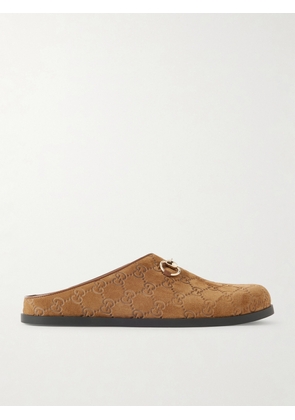 Gucci - Horsebit-embellished Logo-debossed Suede Mules - Brown - IT36,IT36.5,IT37,IT37.5,IT38,IT38.5,IT39,IT39.5,IT40,IT40.5,IT41,IT41.5