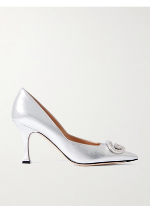 Gucci - Crystal-embellished Metallic Leather Pumps - Silver - IT36,IT37,IT38,IT39,IT41