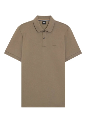 BOSS logo-embroidered polo shirt - Brown