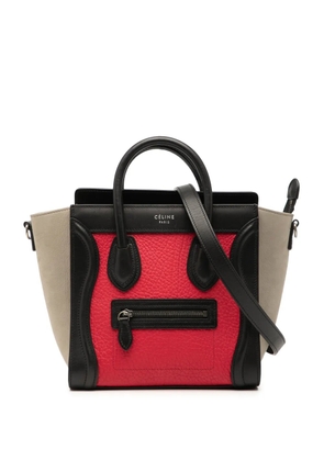 Celine Pre-Owned 2017 Nano Tricolor Nubuck and Calfskin Luggage Tote satchel - Red
